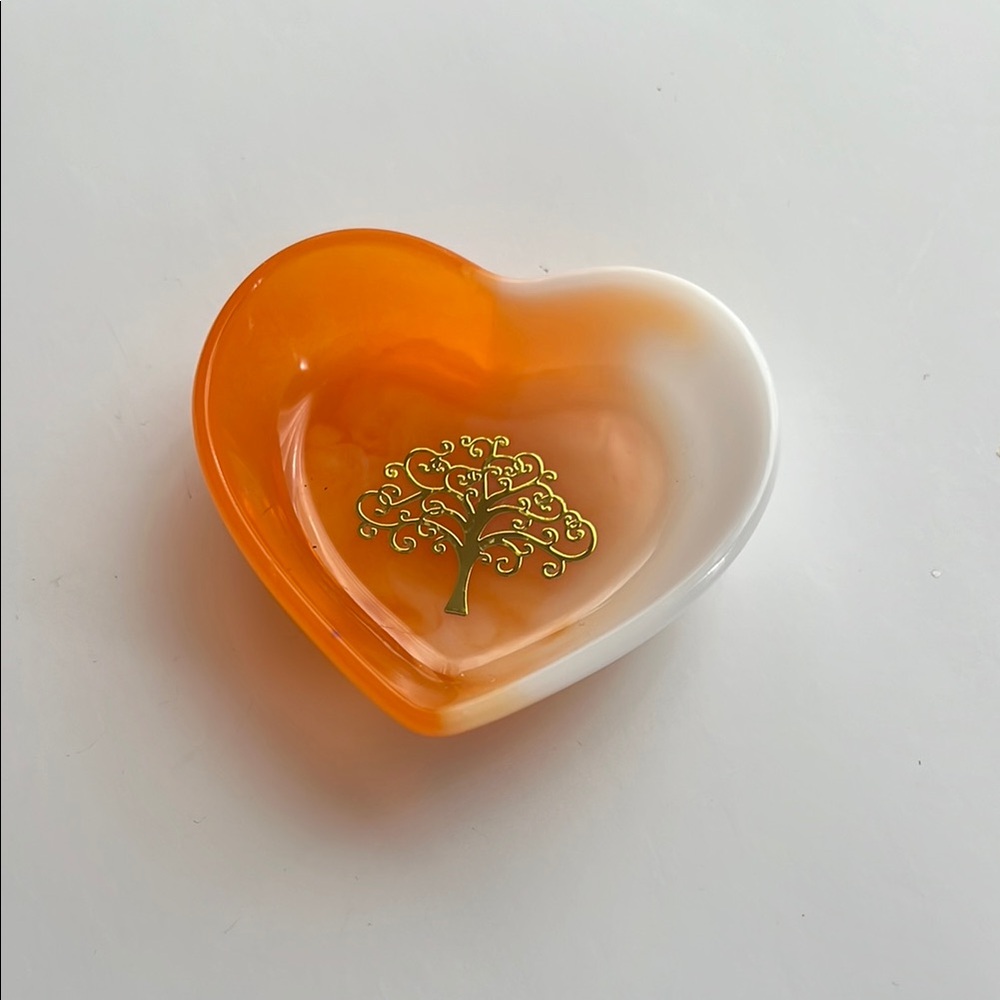 ❤️ Heart-Shaped Orange and White Jewelry Dish